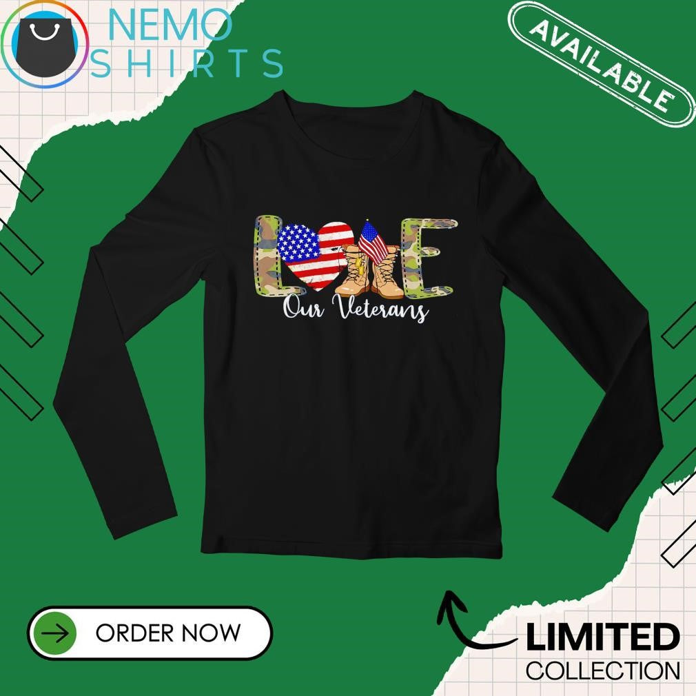 Love Our Veterans Day Proud Military American flag - Adult & Kids T-Shirts, Sweatshirts & Hoodies apparel design preview 3