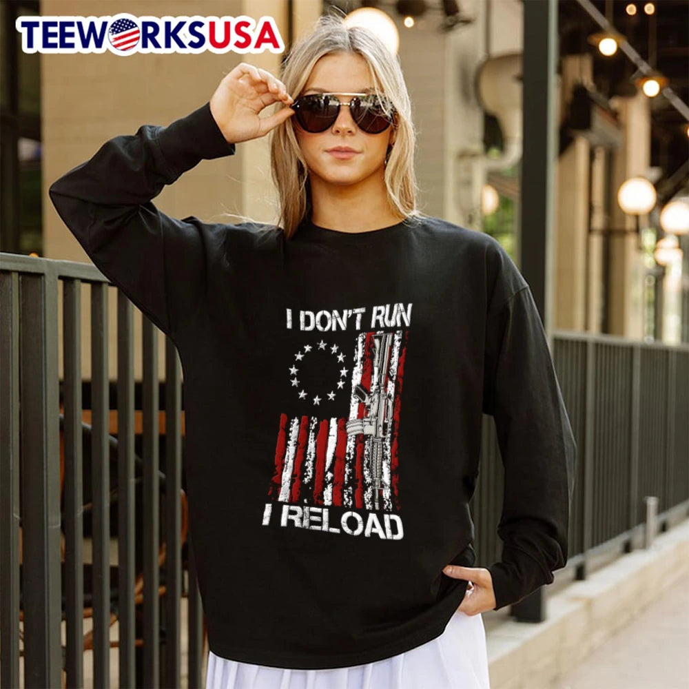 I Don't Run Reload USA Flag AR-15 - Adult & Kids T-Shirts, Sweatshirts & Hoodies apparel design preview 4