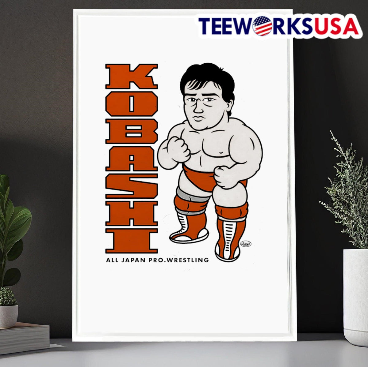 Kobashi All Japan Pro Wrestling cartoon - Adult & Kids T-Shirts, Sweatshirts & Hoodies apparel design preview 6