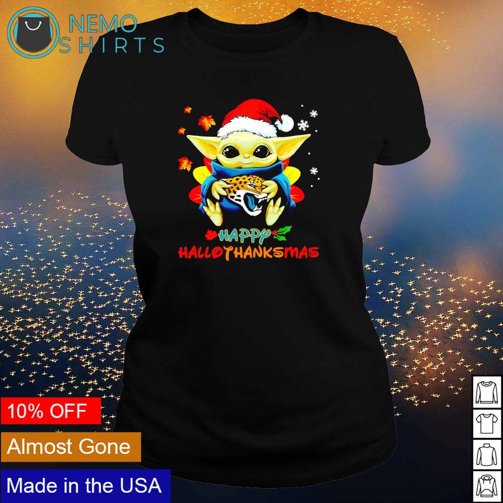 Baby Yoda Jaguars happy Hallothanksmas - Adult & Kids T-Shirts, Sweatshirts & Hoodies apparel design preview 3