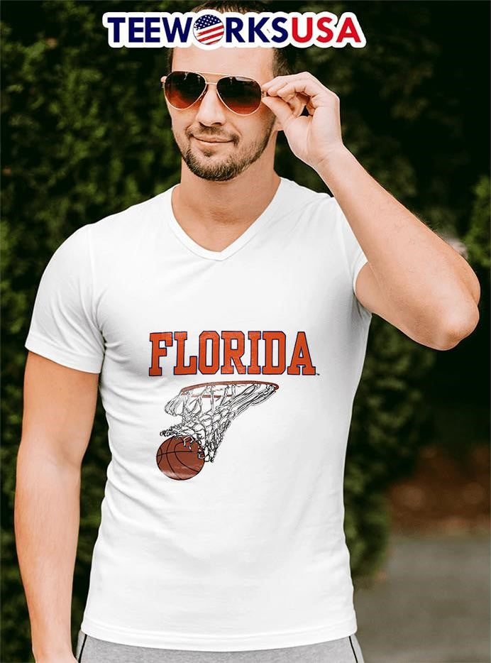 Florida Basketball Graphic with Hoop and Ball - Adult & Kids T-Shirts, Sweatshirts & Hoodies apparel design preview 4