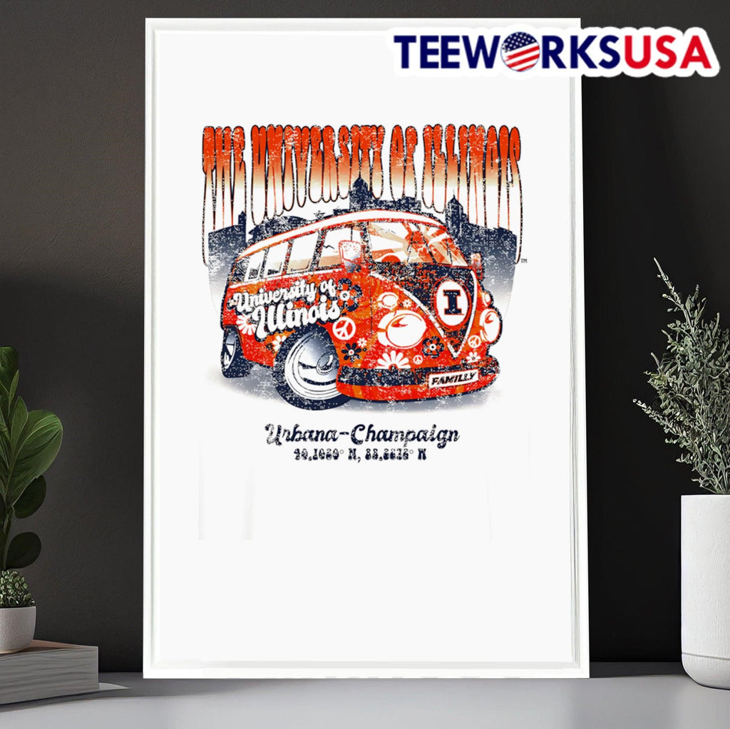Illinois Fighting Illini Flower Bus - Adult & Kids T-Shirts, Sweatshirts & Hoodies apparel design preview 6