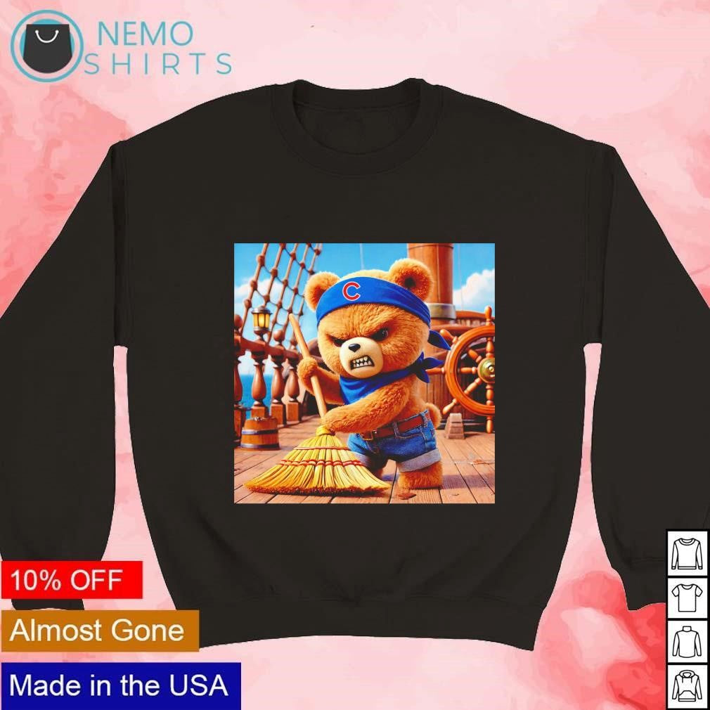 Chicago Cubs bear sweep pirate ship - Adult & Kids T-Shirts, Sweatshirts & Hoodies apparel design preview 3