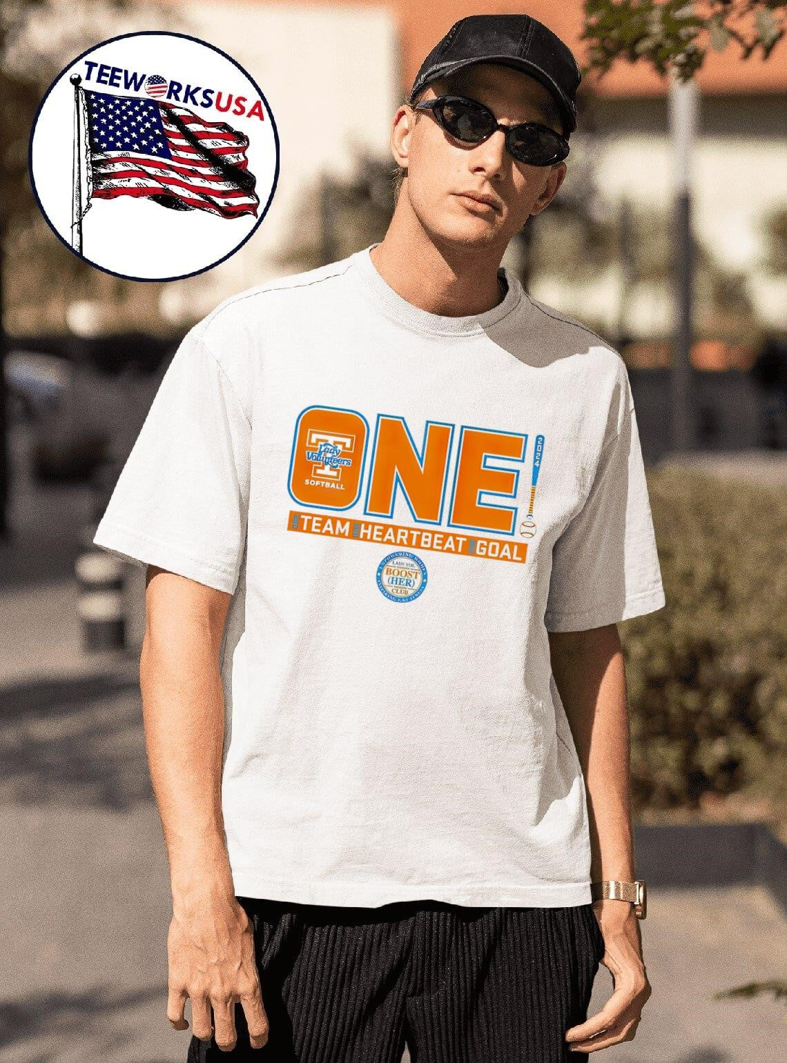 Tennessee Volunteers softball one team heartbeat gold - Adult & Kids T-Shirts, Sweatshirts & Hoodies apparel design preview 1