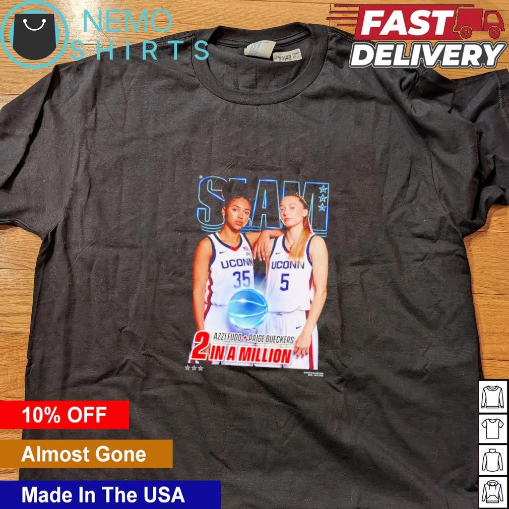 Slam Paige Bueckers and Azzi Fudd 2 in a million - Adult & Kids T-Shirts, Sweatshirts & Hoodies apparel design preview 4