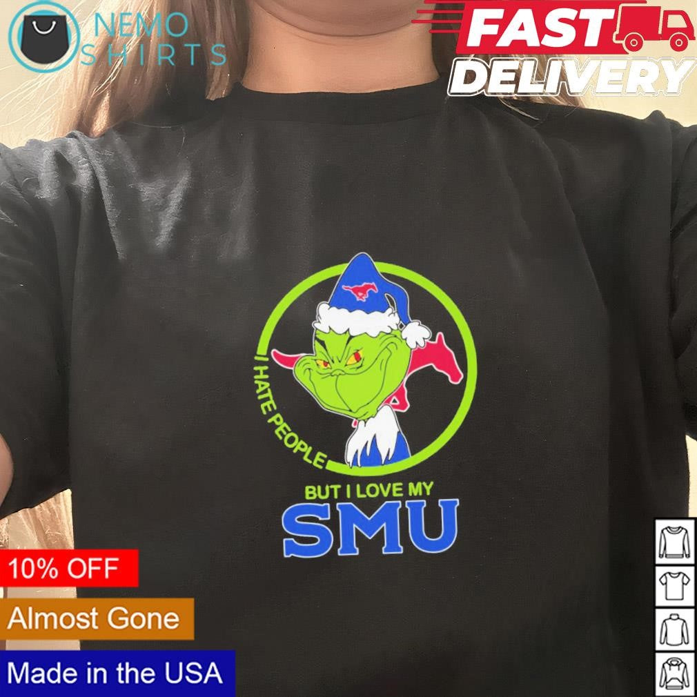 Santa Grinch I hate people but love my SMU - Adult & Kids T-Shirts, Sweatshirts & Hoodies apparel design preview 3