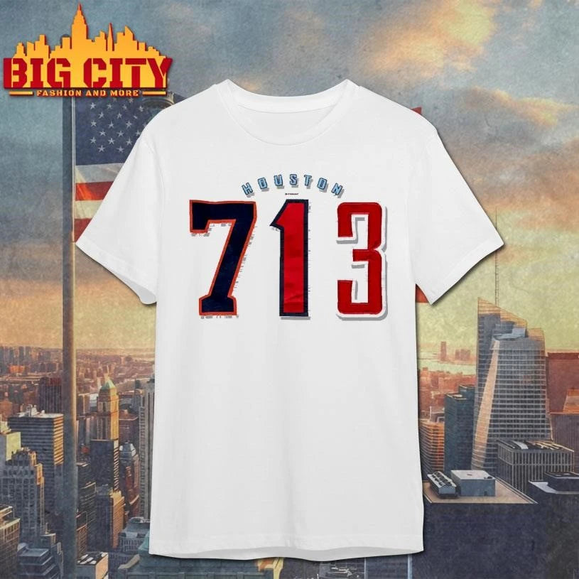 Vintage Houston 713 Football Style Number Typography - Adult & Kids T-Shirts, Sweatshirts & Hoodies apparel design preview 1