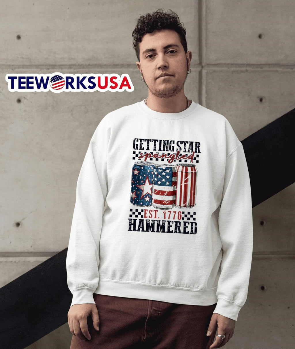Getting star spangled hammered est 1776 retro - Adult & Kids T-Shirts, Sweatshirts & Hoodies apparel design preview 3