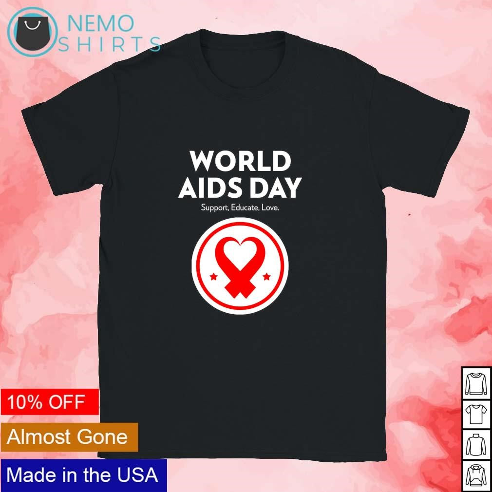 World Aids day support educate love - Adult & Kids T-Shirts, Sweatshirts & Hoodies apparel design preview 1