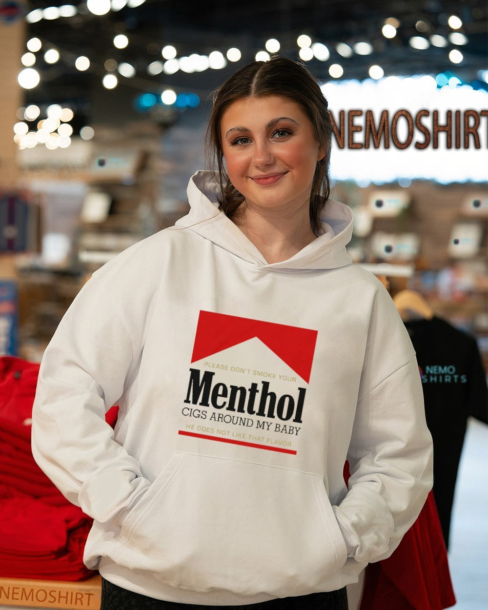 Please don't smoke your menthol cigs around my baby - Adult & Kids T-Shirts, Sweatshirts & Hoodies apparel design preview 3