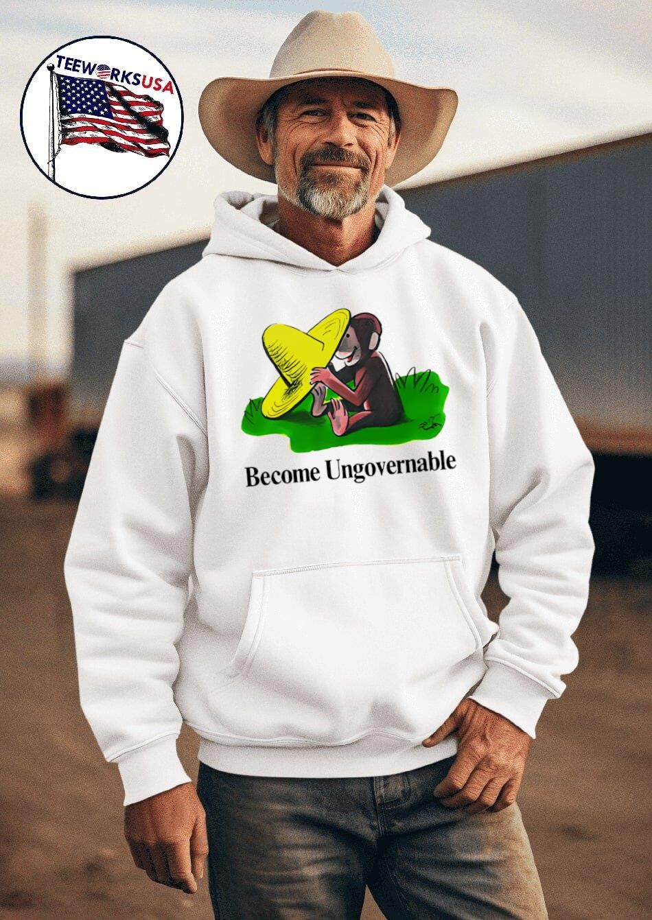Monkey Become Ungovernable Curious - Adult & Kids T-Shirts, Sweatshirts & Hoodies apparel design preview 2