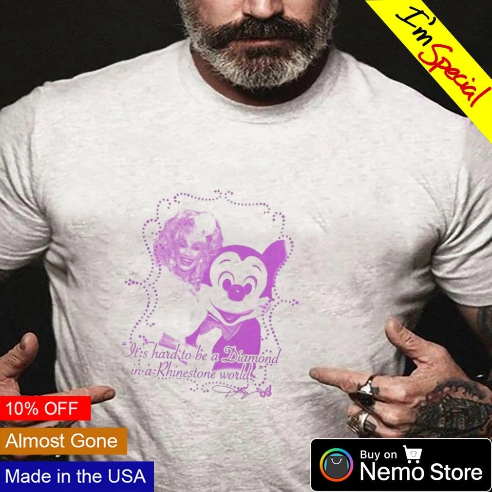 Dolly Parton It's Hard to Be a Diamond in Rhinestone - Adult & Kids T-Shirts, Sweatshirts & Hoodies apparel design preview 3