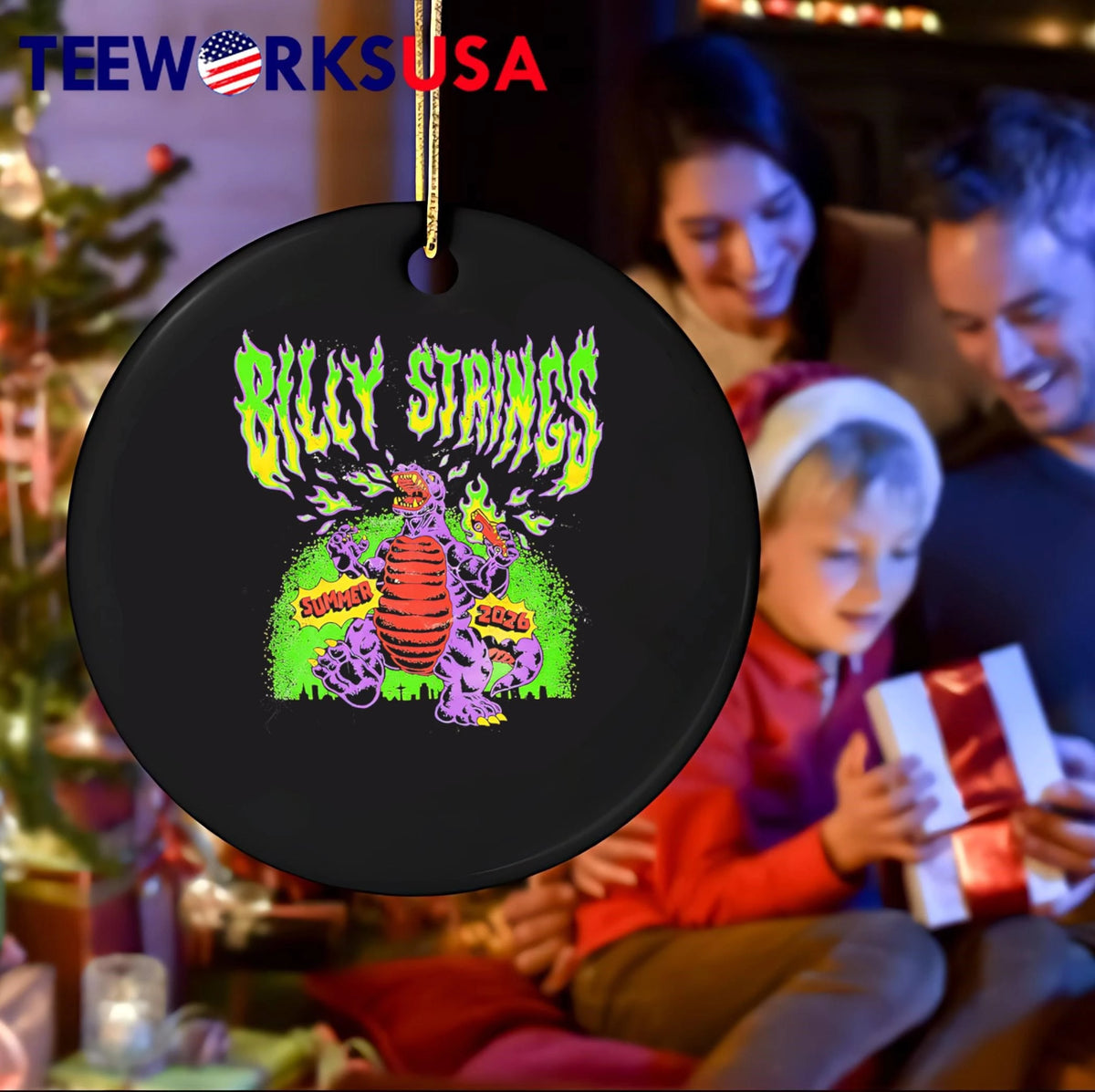 Billy Strings Summer 2026 Godzilla Fire Breathing - Adult & Kids T-Shirts, Sweatshirts & Hoodies apparel design preview 4