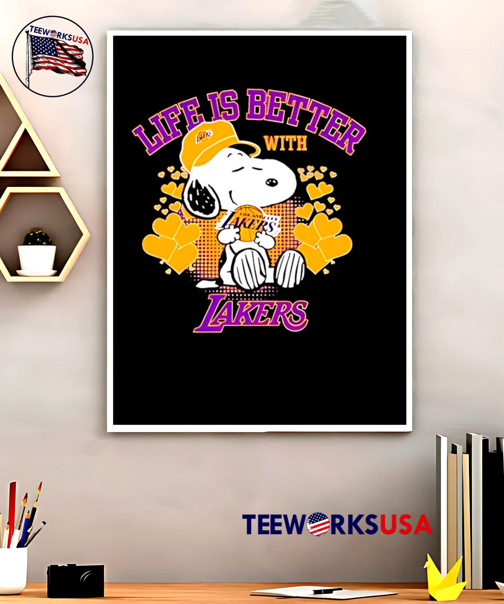 Snoopy Life is Better with Lakers - Adult & Kids T-Shirts, Sweatshirts & Hoodies apparel design preview 5