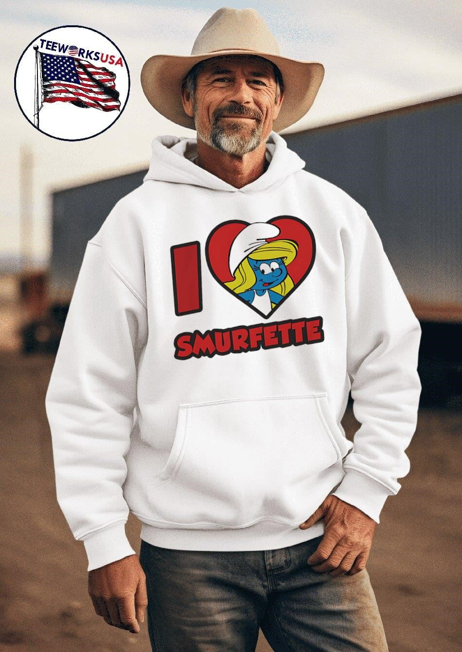 I love Smurfette graphic - Adult & Kids T-Shirts, Sweatshirts & Hoodies apparel design preview 2