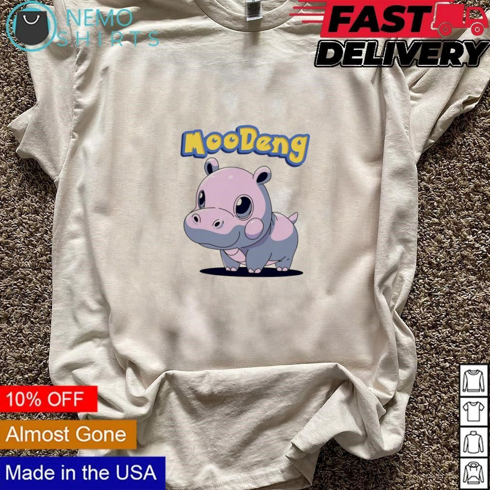 Moo Deng hippo cartoon - Adult & Kids T-Shirts, Sweatshirts & Hoodies apparel design preview 3
