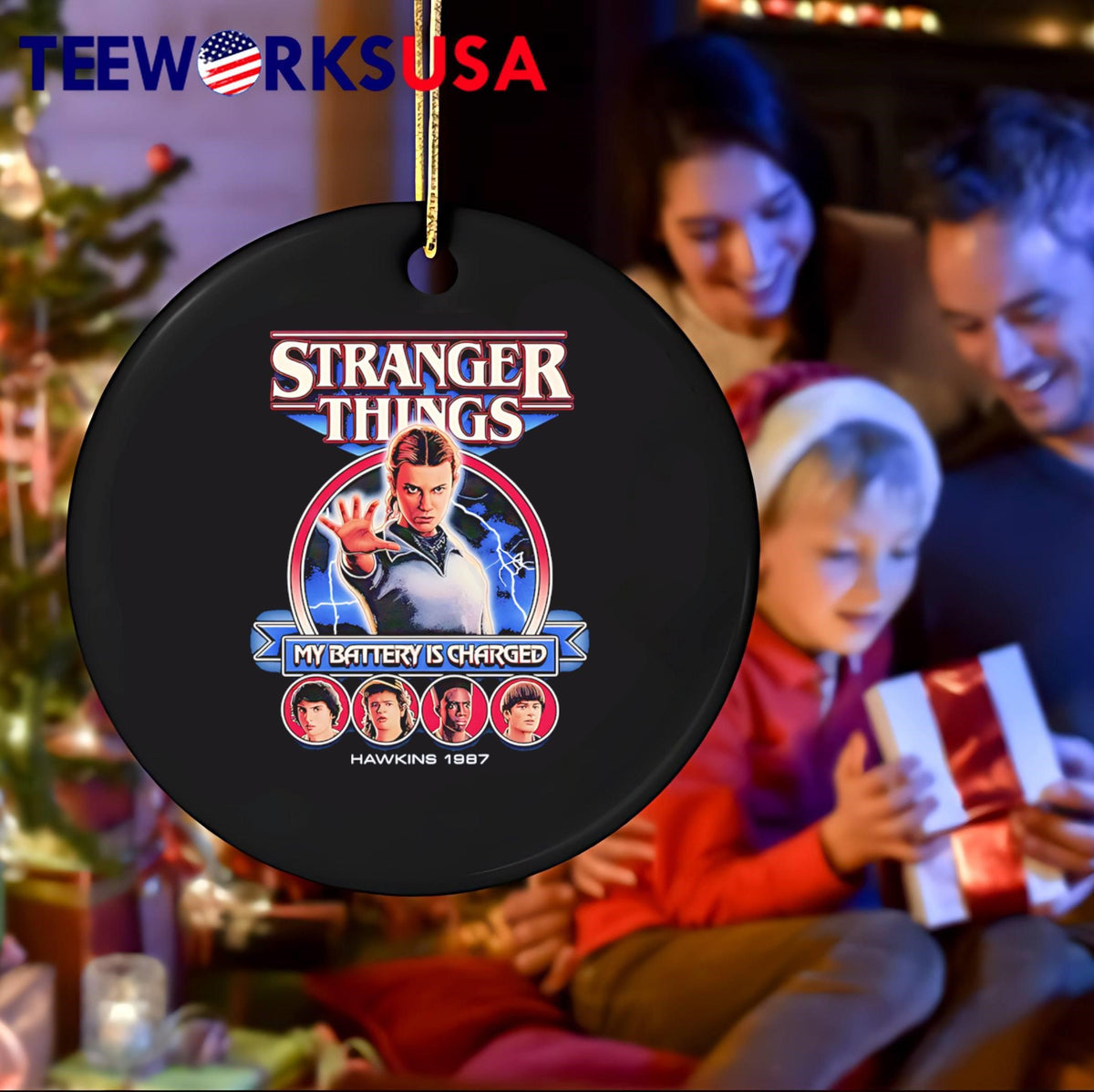 Stranger Things My Battery Is Charged Hawkins 1987 - Adult & Kids T-Shirts, Sweatshirts & Hoodies apparel design preview 4