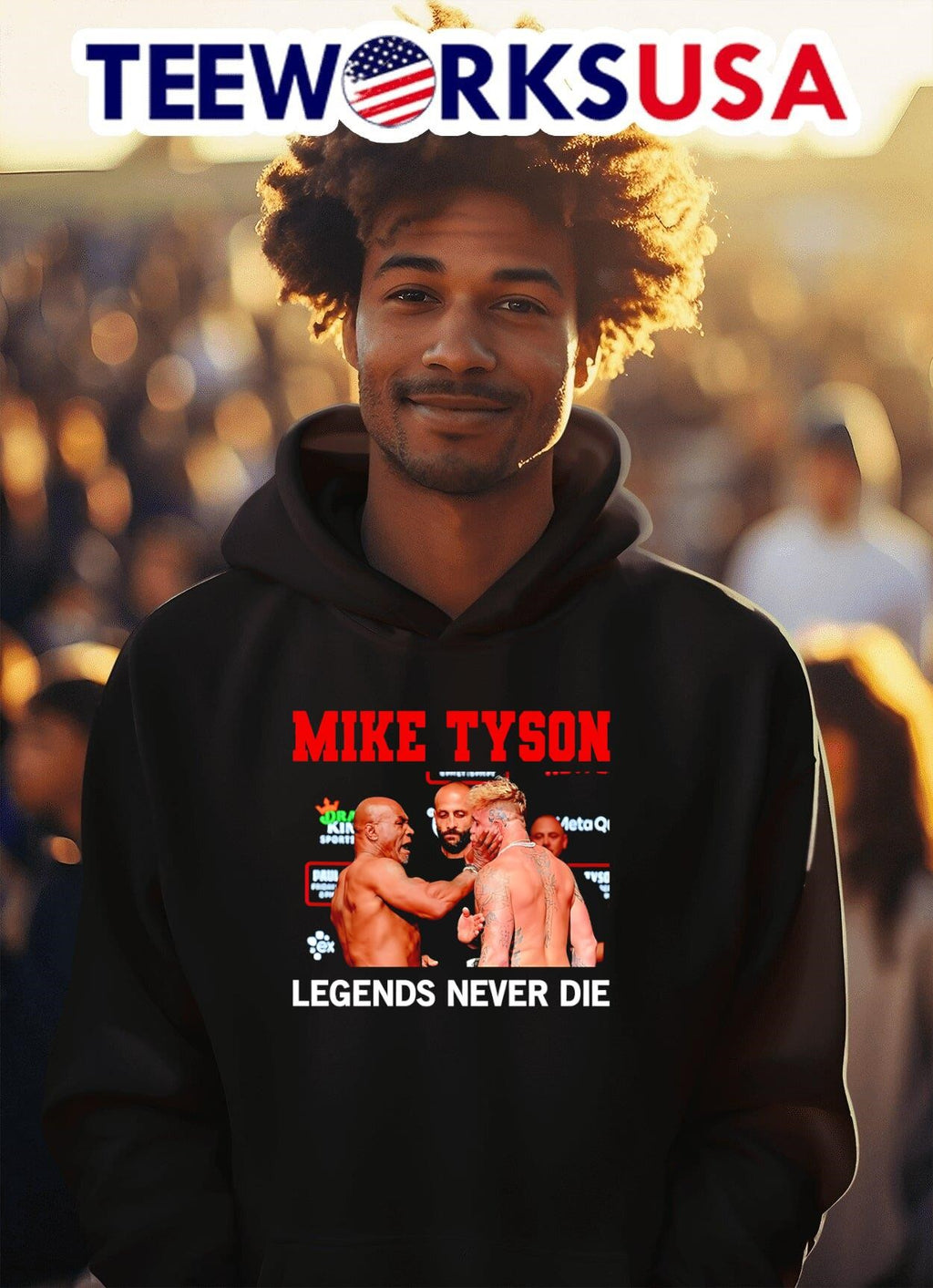 Mike Tyson slaps Jake Paul Legends never die - Adult & Kids T-Shirts, Sweatshirts & Hoodies apparel design preview 2