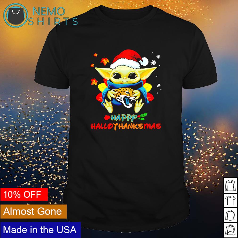 Baby Yoda Jaguars happy Hallothanksmas - Adult & Kids T-Shirts, Sweatshirts & Hoodies apparel design preview 1