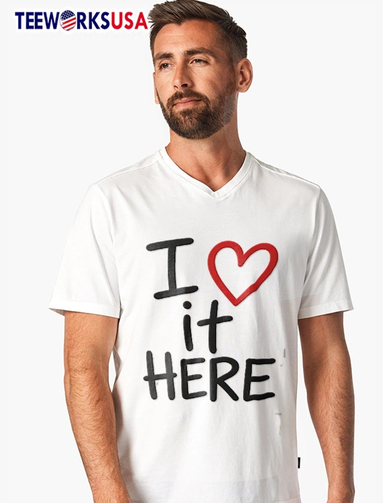 I Love It Here Red Heart Outline Handwritten - Adult & Kids T-Shirts, Sweatshirts & Hoodies apparel design preview 7