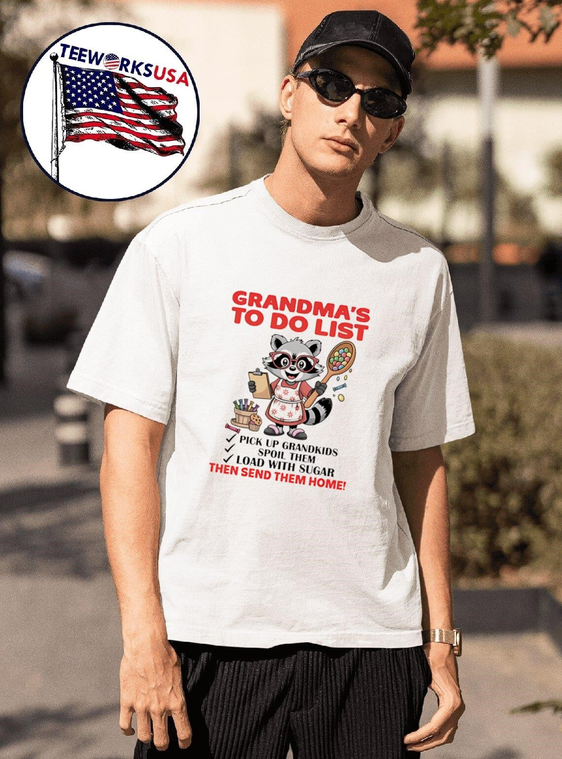 Raccoon grandma's to do list then send them home - Adult & Kids T-Shirts, Sweatshirts & Hoodies apparel design preview 1