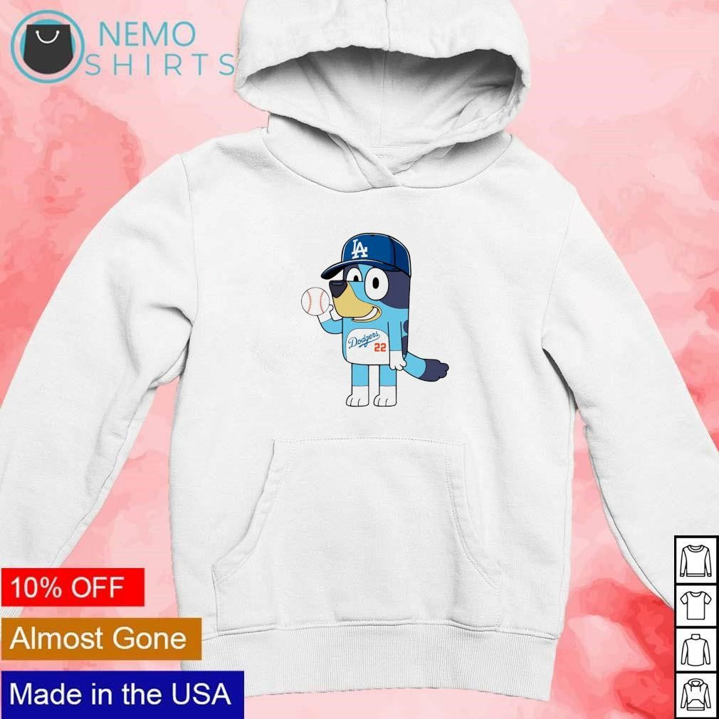 Bluey Los Angeles Dodgers baseball cartoon - Adult & Kids T-Shirts, Sweatshirts & Hoodies apparel design preview 2