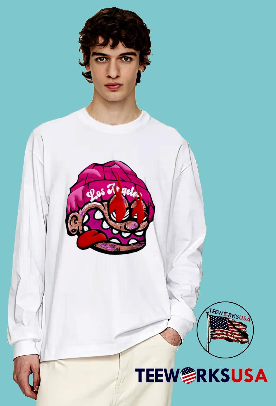 Quirky Cartoon Big Face Los Angeles - Adult & Kids T-Shirts, Sweatshirts & Hoodies apparel design preview 4