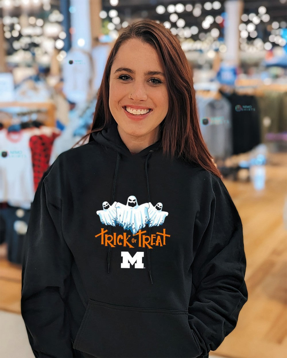 Ghost trick or treat Michigan Wolverines halloween - Adult & Kids T-Shirts, Sweatshirts & Hoodies apparel design preview 5