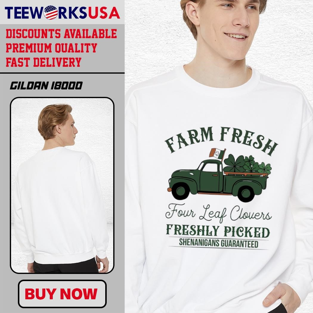 Farm fresh four leaf clovers Saint Patricks Day - Adult & Kids T-Shirts, Sweatshirts & Hoodies apparel design preview 1