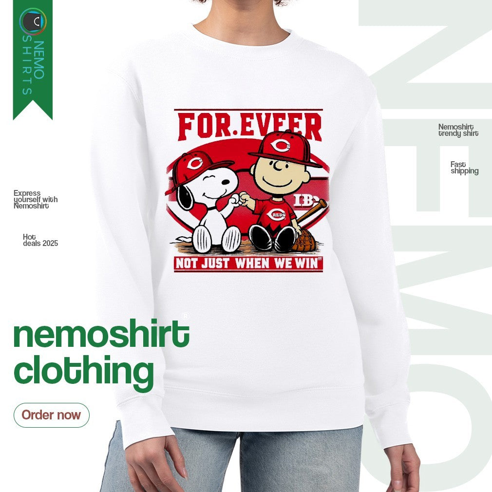 Snoopy and Charlie Brown Cincinnati Reds forever not - Adult & Kids T-Shirts, Sweatshirts & Hoodies apparel design preview 4