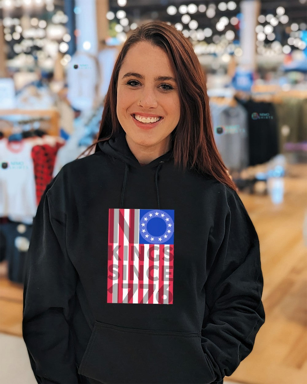 No kings since 1776 Unisex Ships Free - Adult & Kids T-Shirts, Sweatshirts & Hoodies apparel design preview 3