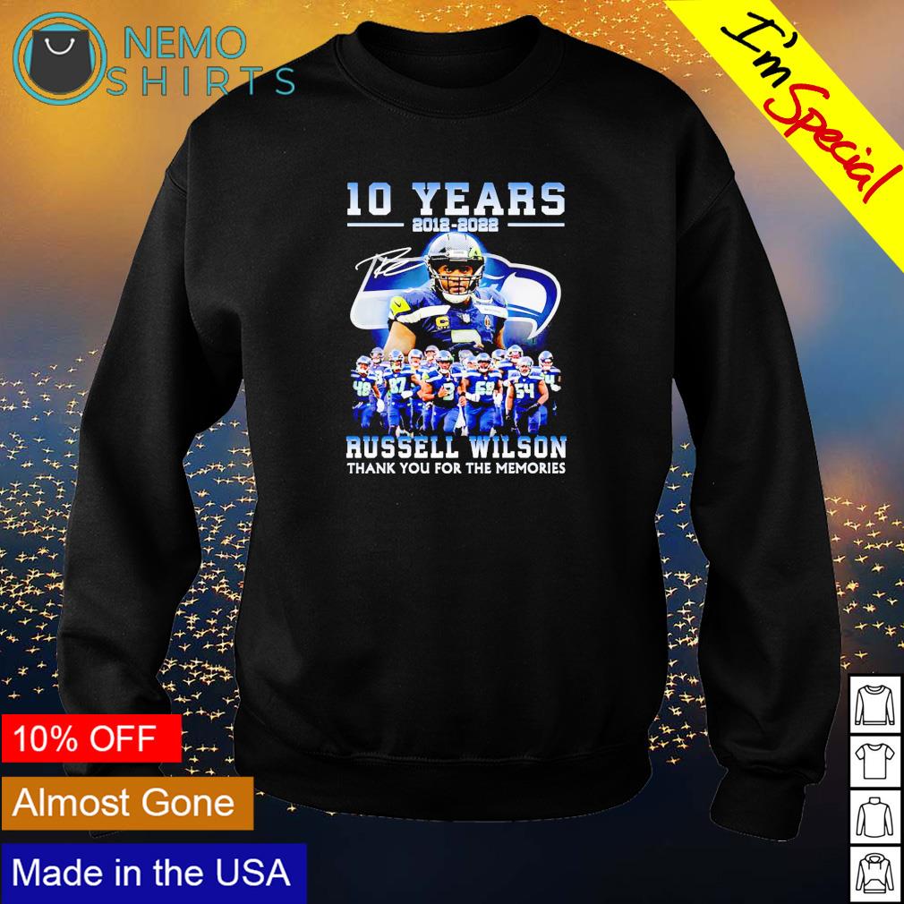 10 years Russell Wilson 2012 2022 thank you for the - Adult & Kids T-Shirts, Sweatshirts & Hoodies apparel design preview 4