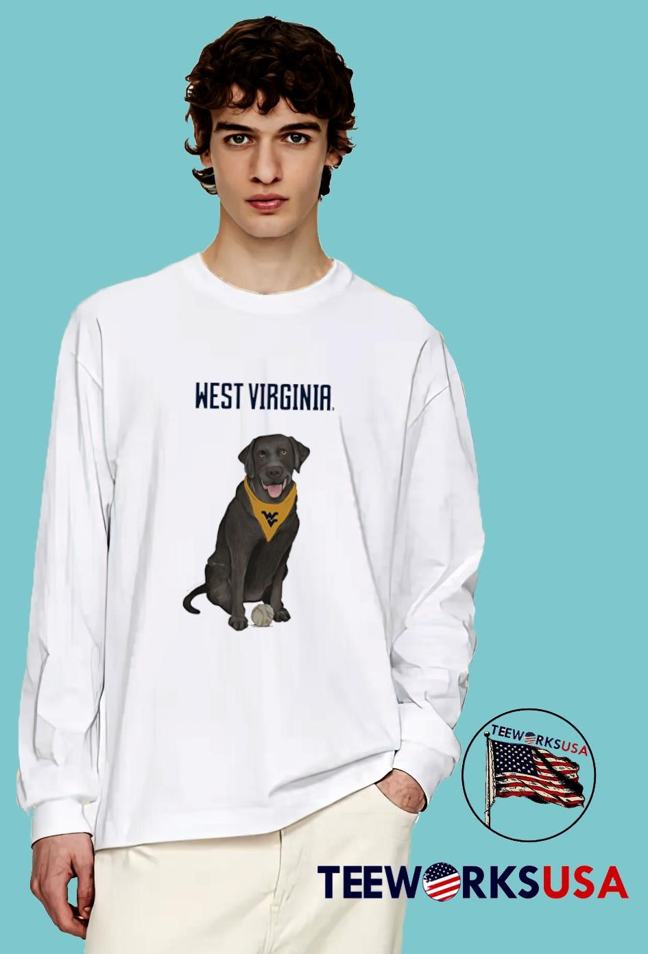 West Virginia Mountaineers Black Labrador Retriever - Adult & Kids T-Shirts, Sweatshirts & Hoodies apparel design preview 4