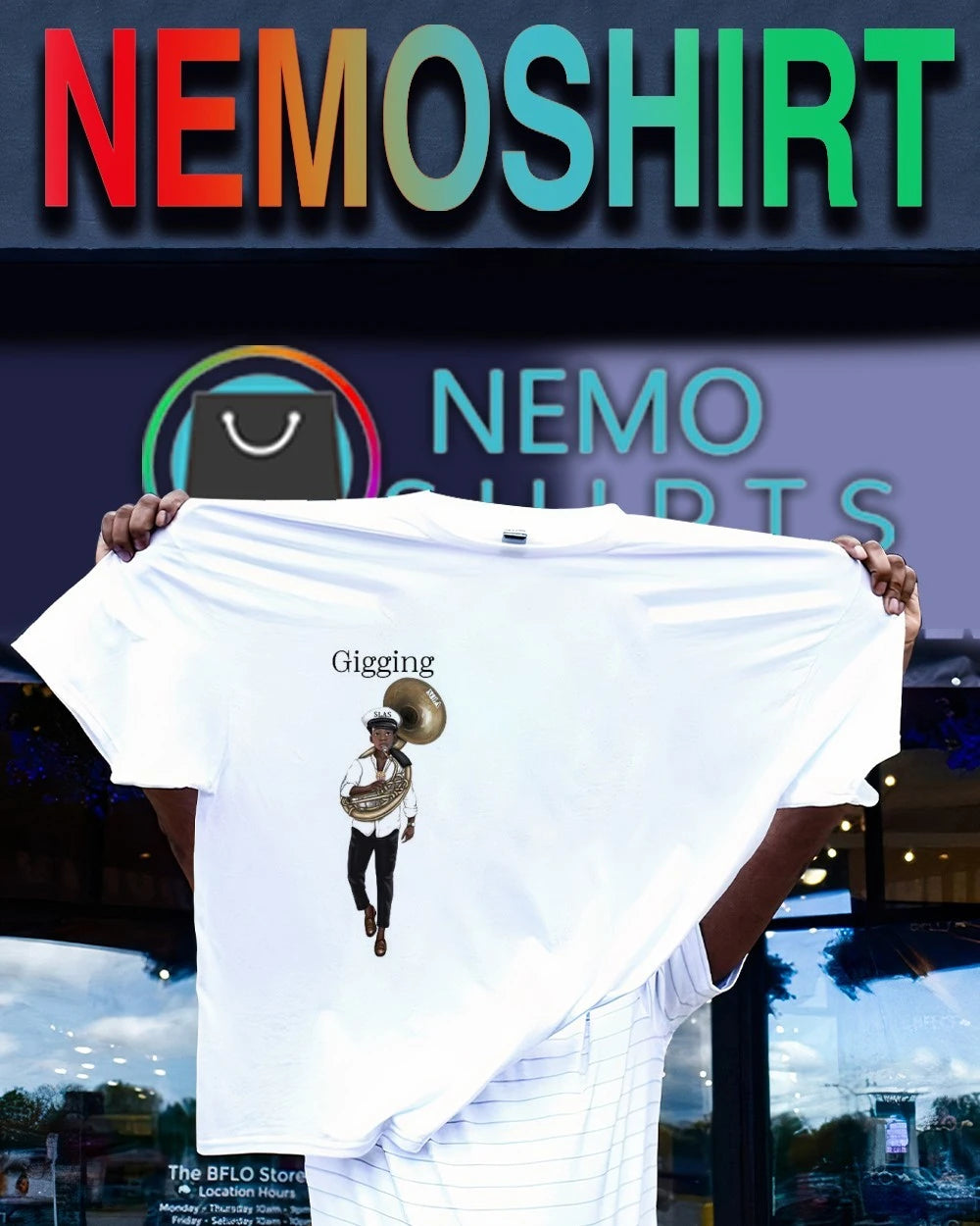 Second Line Gigging NOLA Footwork Musician - Adult & Kids T-Shirts, Sweatshirts & Hoodies apparel design preview 1