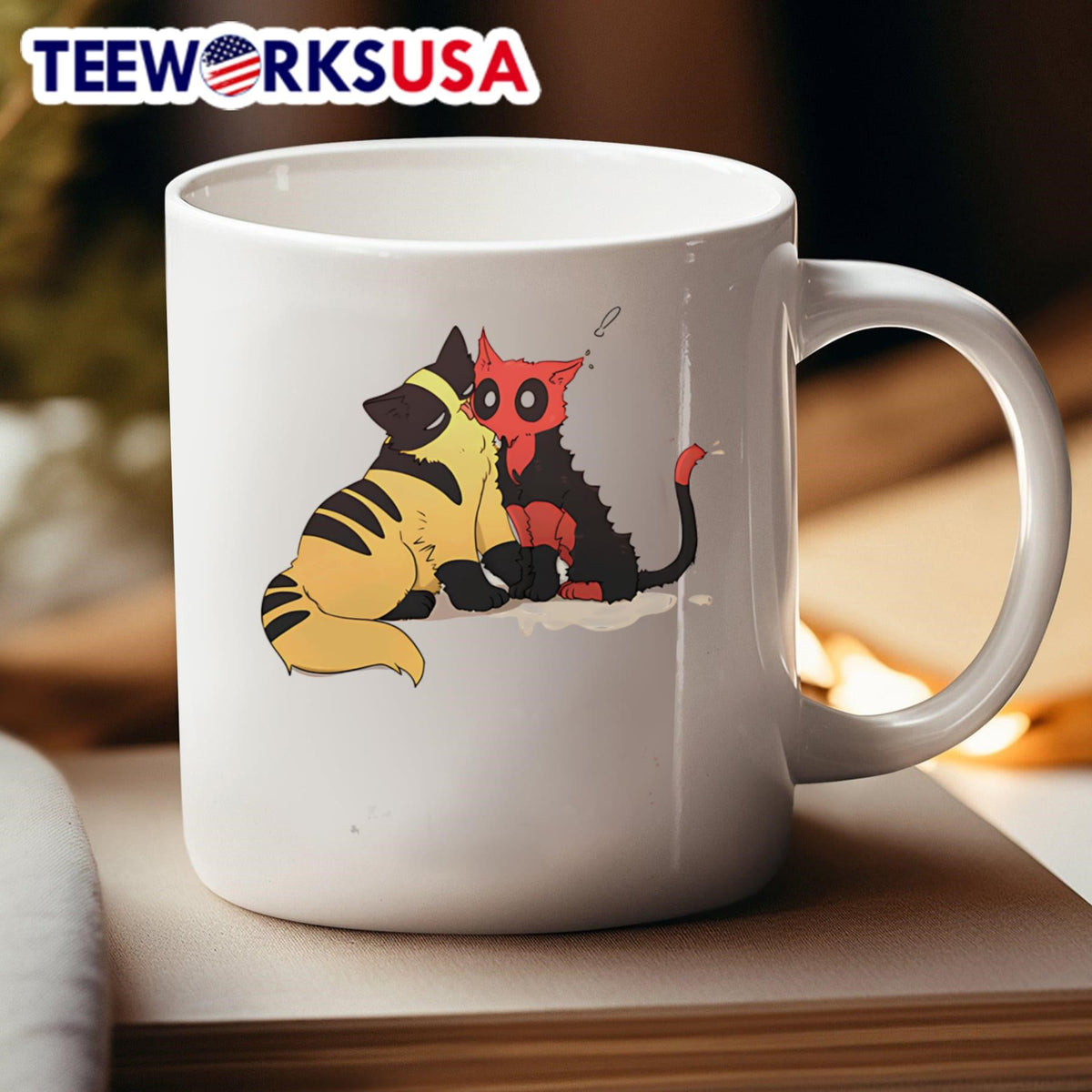 Wolverine Deadpool Cat Cuddle - Adult & Kids T-Shirts, Sweatshirts & Hoodies apparel design preview 4