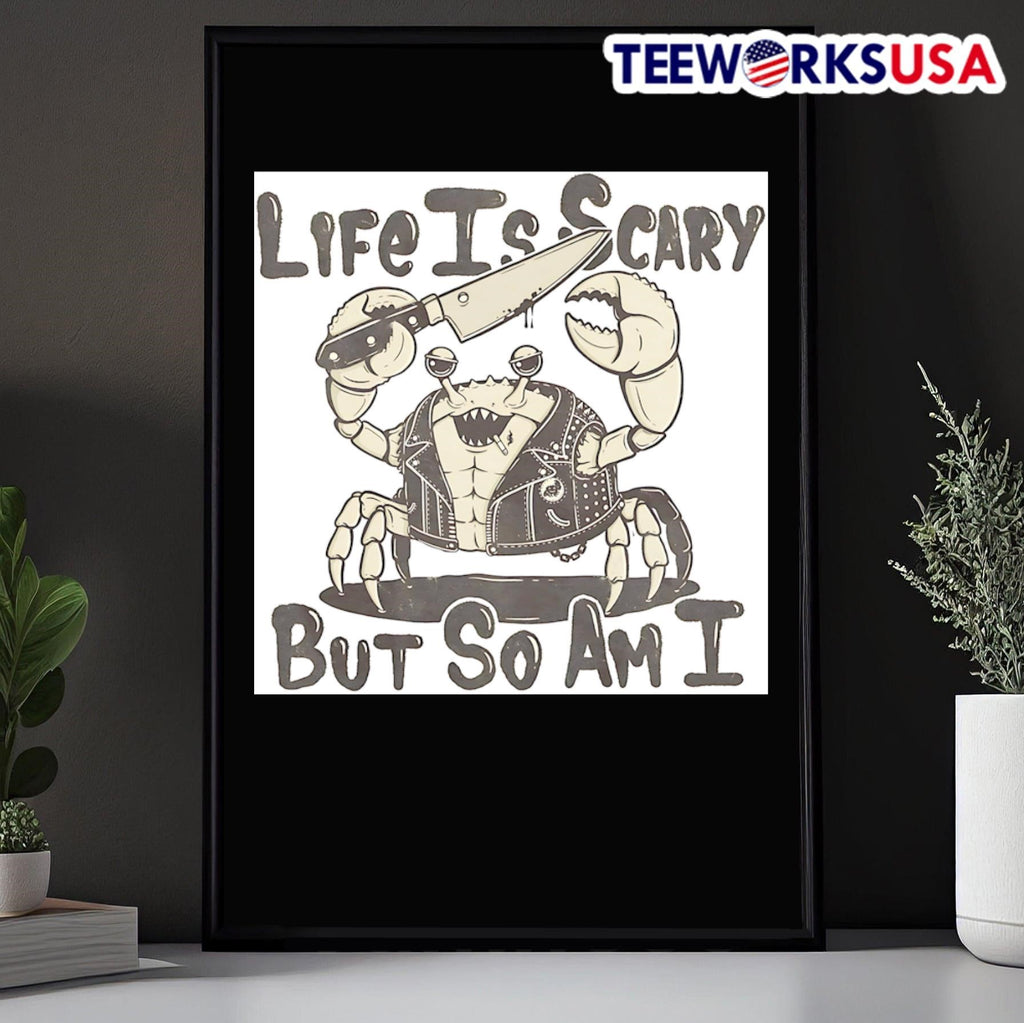Life is scary but so am I crab smoking - Adult & Kids T-Shirts, Sweatshirts & Hoodies apparel design preview 5