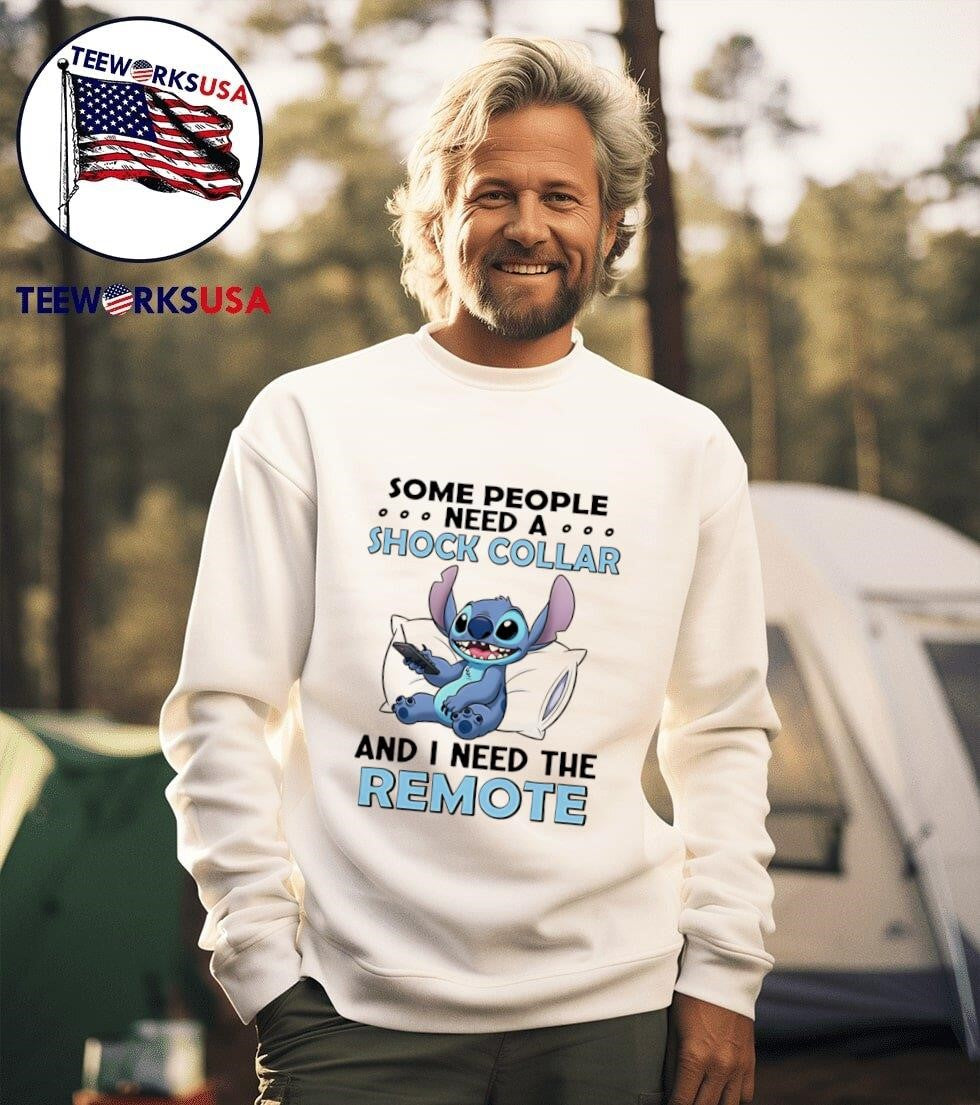 Stitch some people need a shock collar and I the - Adult & Kids T-Shirts, Sweatshirts & Hoodies apparel design preview 3
