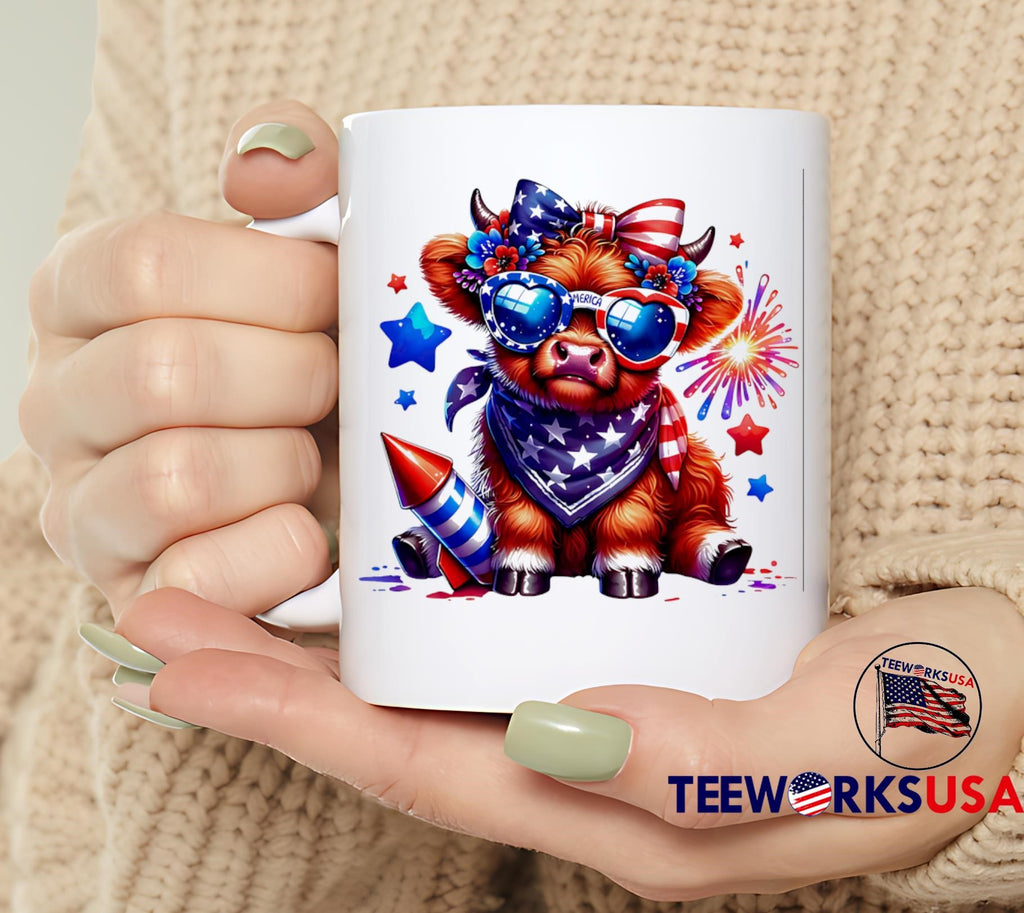 Highland Cow Merica Fourth Of July Sublimation - Adult & Kids T-Shirts, Sweatshirts & Hoodies apparel design preview 6