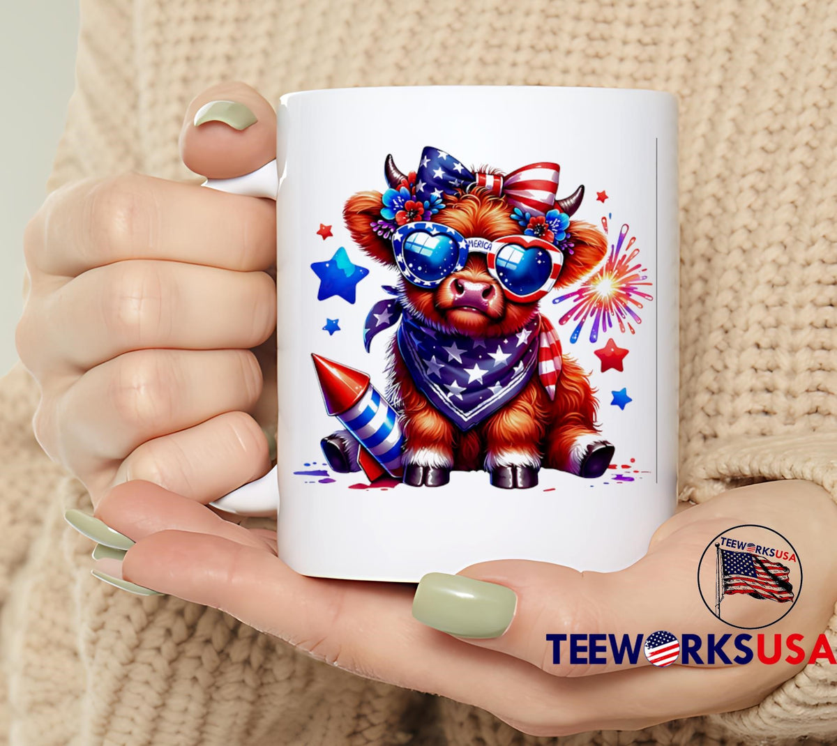 Highland Cow Merica Fourth Of July Sublimation - Adult & Kids T-Shirts, Sweatshirts & Hoodies apparel design preview 6