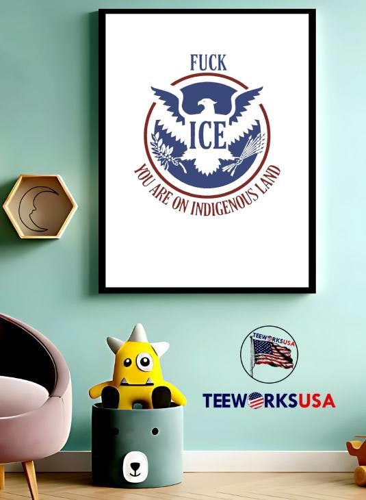 Fuck ICE You Are On Indigenous Land Eagle Seal - Adult & Kids T-Shirts, Sweatshirts & Hoodies apparel design preview 3