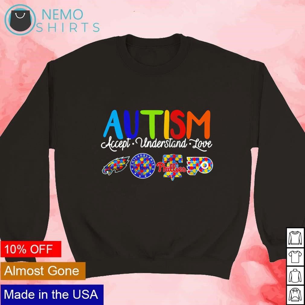 Autism accept understand love Philadelphia sports - Adult & Kids T-Shirts, Sweatshirts & Hoodies apparel design preview 3