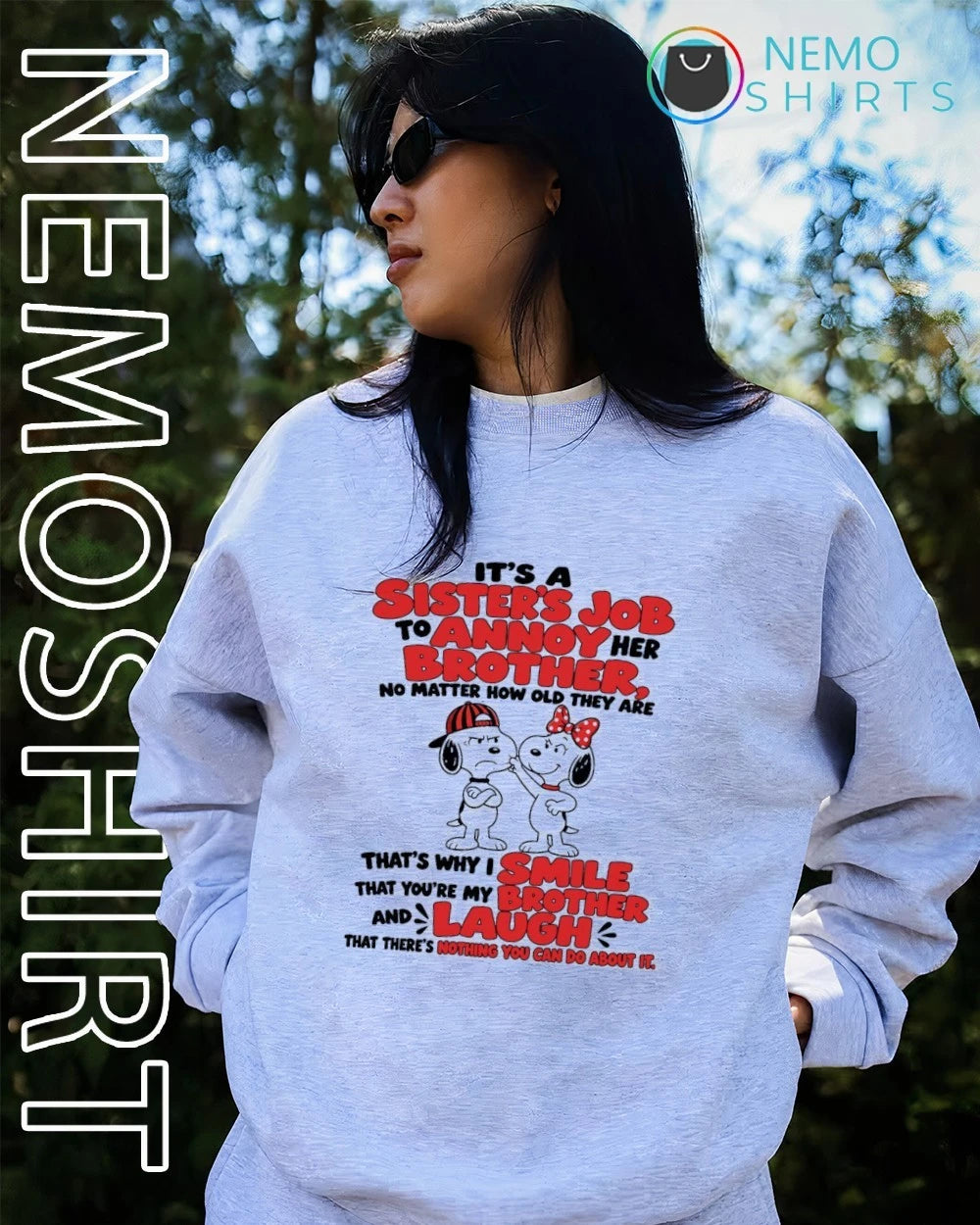 Snoopy It's a Sister's Job to Annoy Her Brother - Adult & Kids T-Shirts, Sweatshirts & Hoodies apparel design preview 4