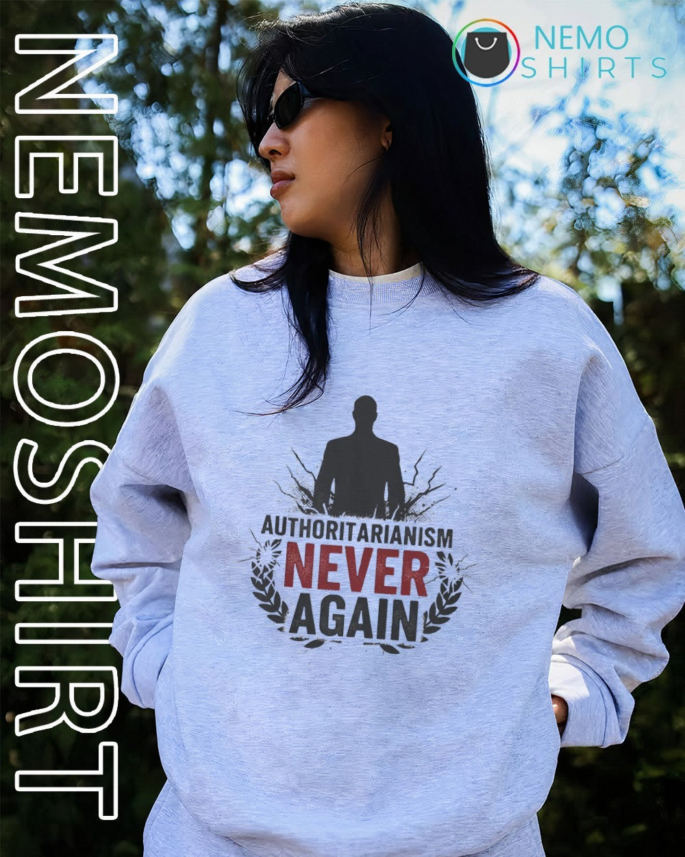 Authoritarianism never again political - Adult & Kids T-Shirts, Sweatshirts & Hoodies apparel design preview 2