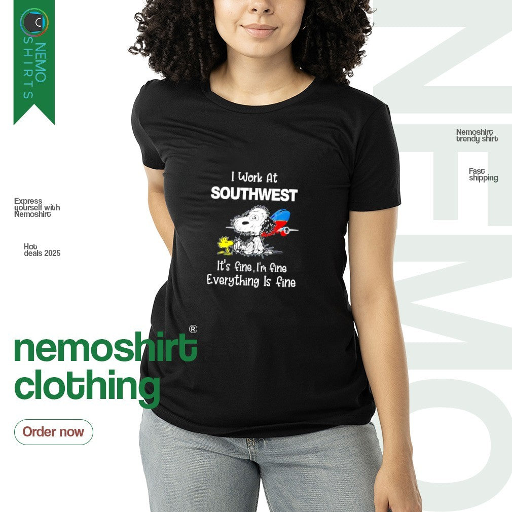 Snoopy I work at Southwest it's fine I'm everything - Adult & Kids T-Shirts, Sweatshirts & Hoodies apparel design preview 3