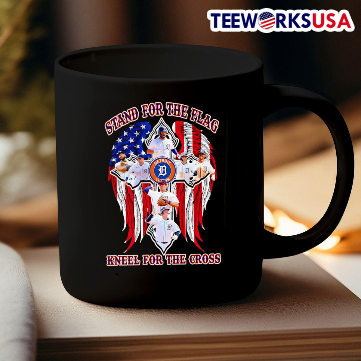 Stand for the flag kneel Cross Detroit Tigers - Adult & Kids T-Shirts, Sweatshirts & Hoodies apparel design preview 3