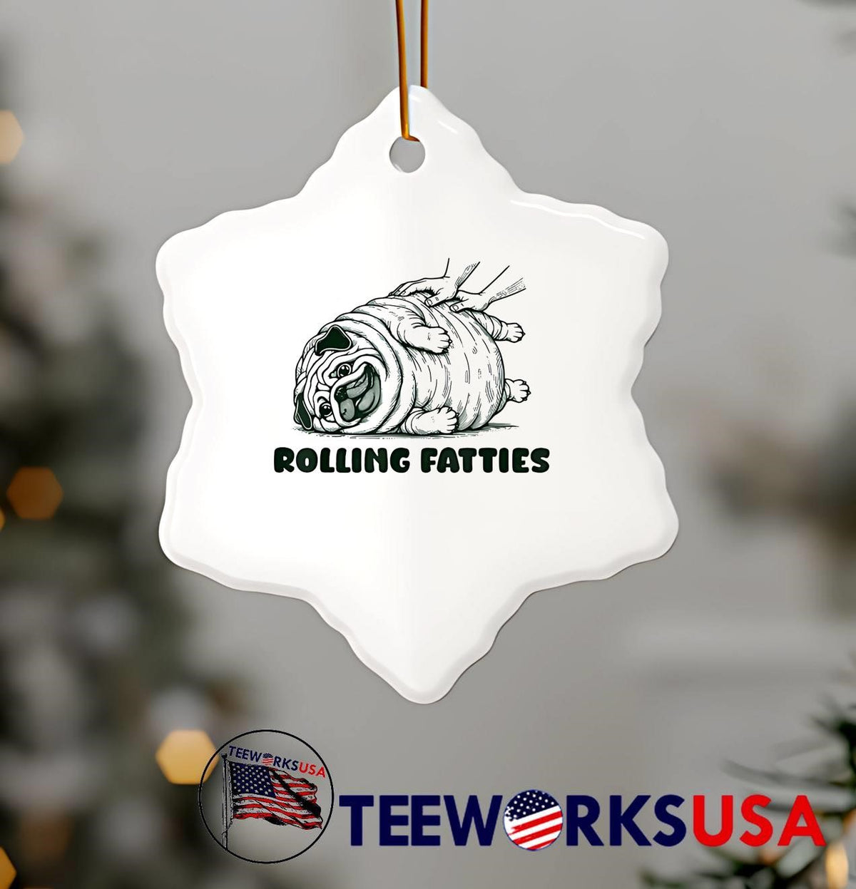 Rolling Fatties Funny Pug - Adult & Kids T-Shirts, Sweatshirts & Hoodies apparel design preview 7