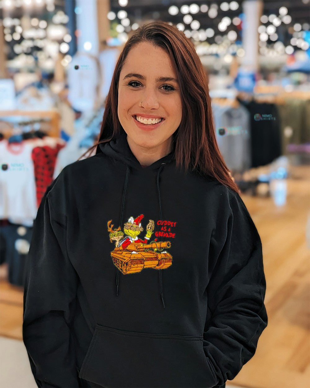 Cuddly as a grenade Grinch Christmas - Adult & Kids T-Shirts, Sweatshirts & Hoodies apparel design preview 5