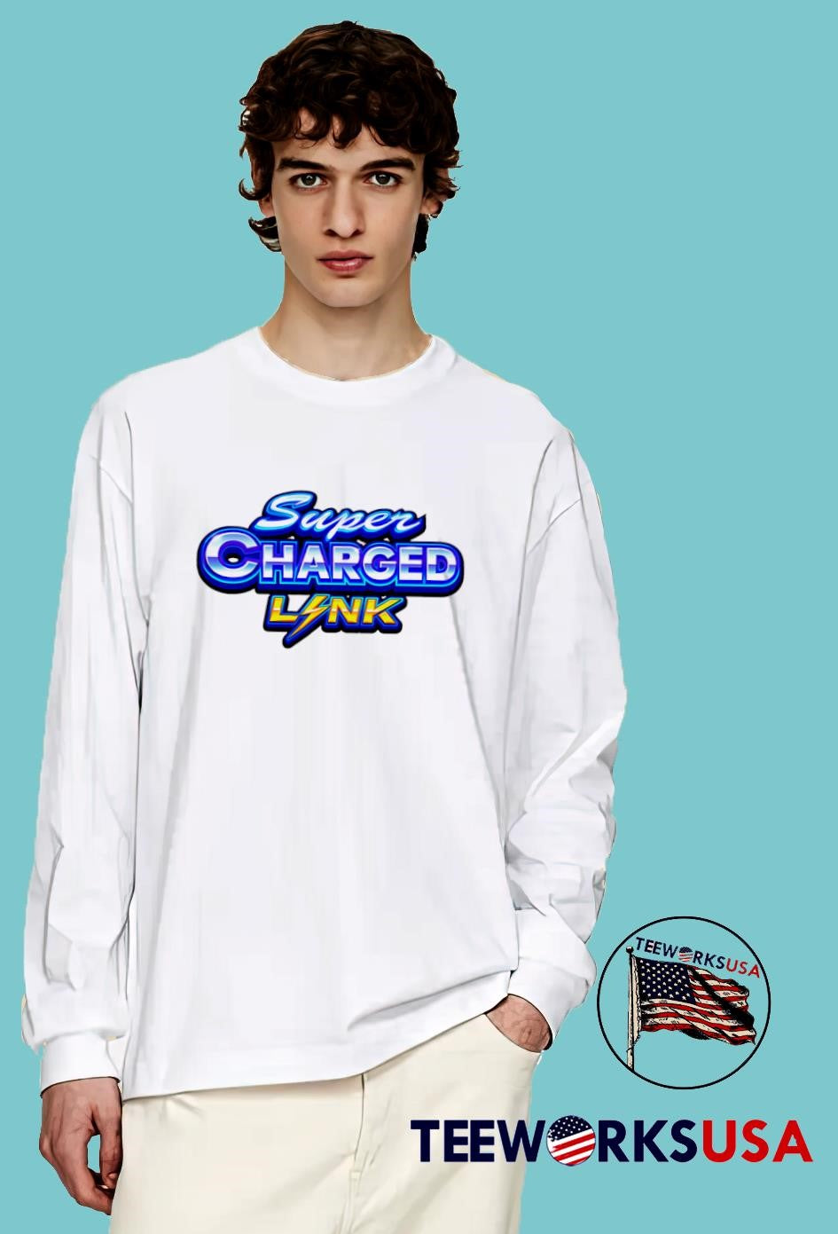 Super Charged Link game logo - Adult & Kids T-Shirts, Sweatshirts & Hoodies apparel design preview 4