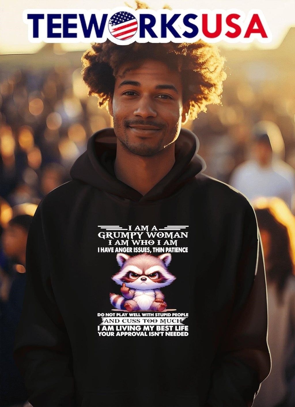Raccoon I am a grumpy woman who have anger issues - Adult & Kids T-Shirts, Sweatshirts & Hoodies apparel design preview 2