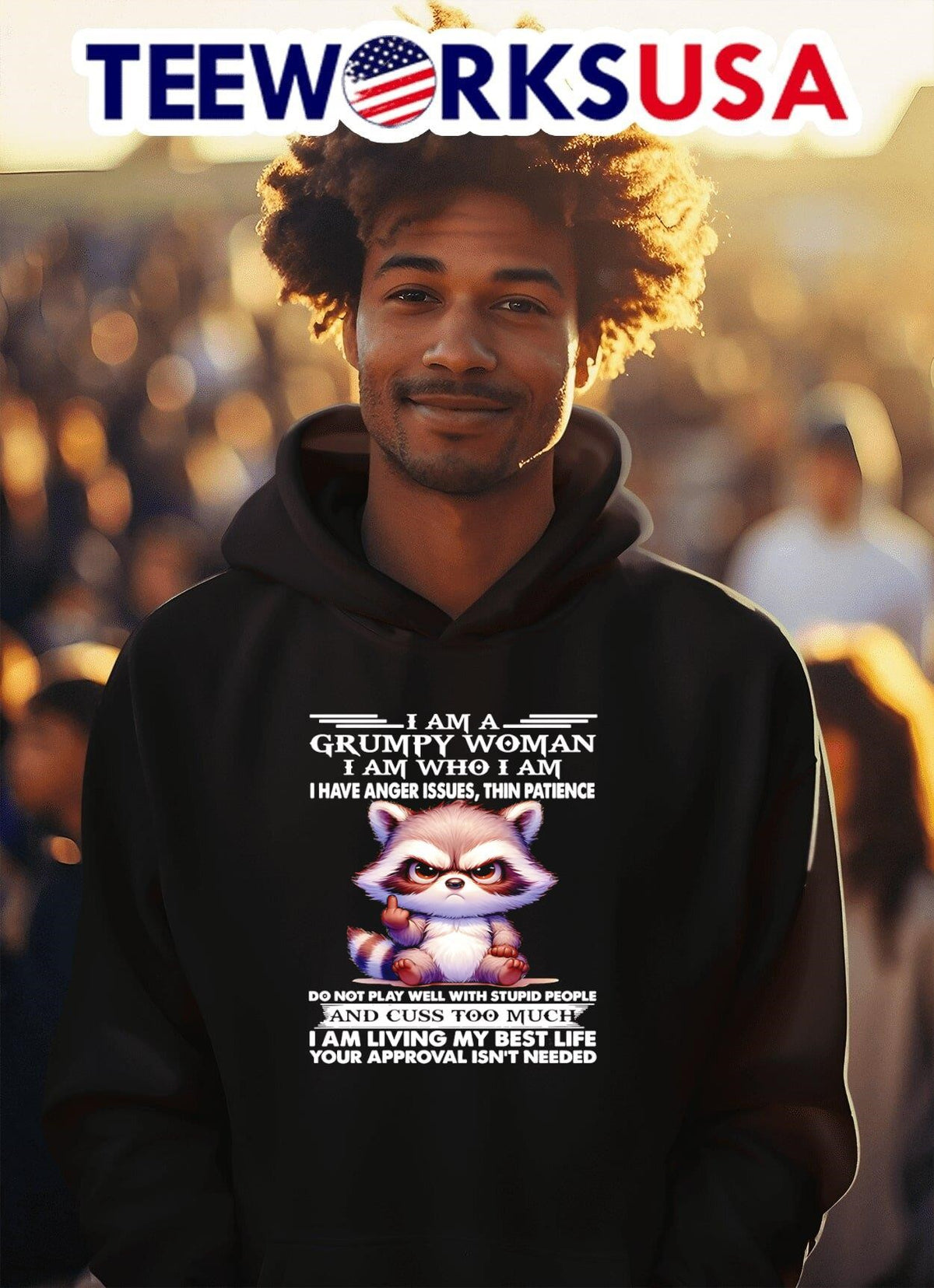 Raccoon I am a grumpy woman who have anger issues - Adult & Kids T-Shirts, Sweatshirts & Hoodies apparel design preview 2